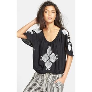 Free people Ponce de Leon embroidered linen top